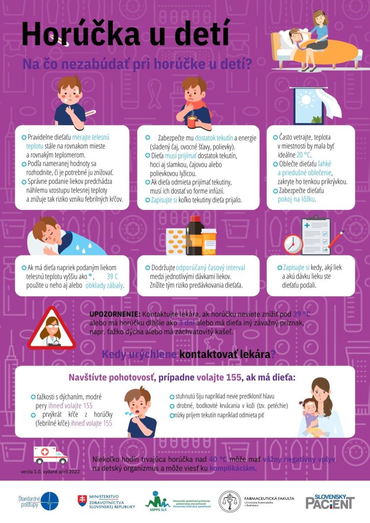 infographics about fever in slovak language