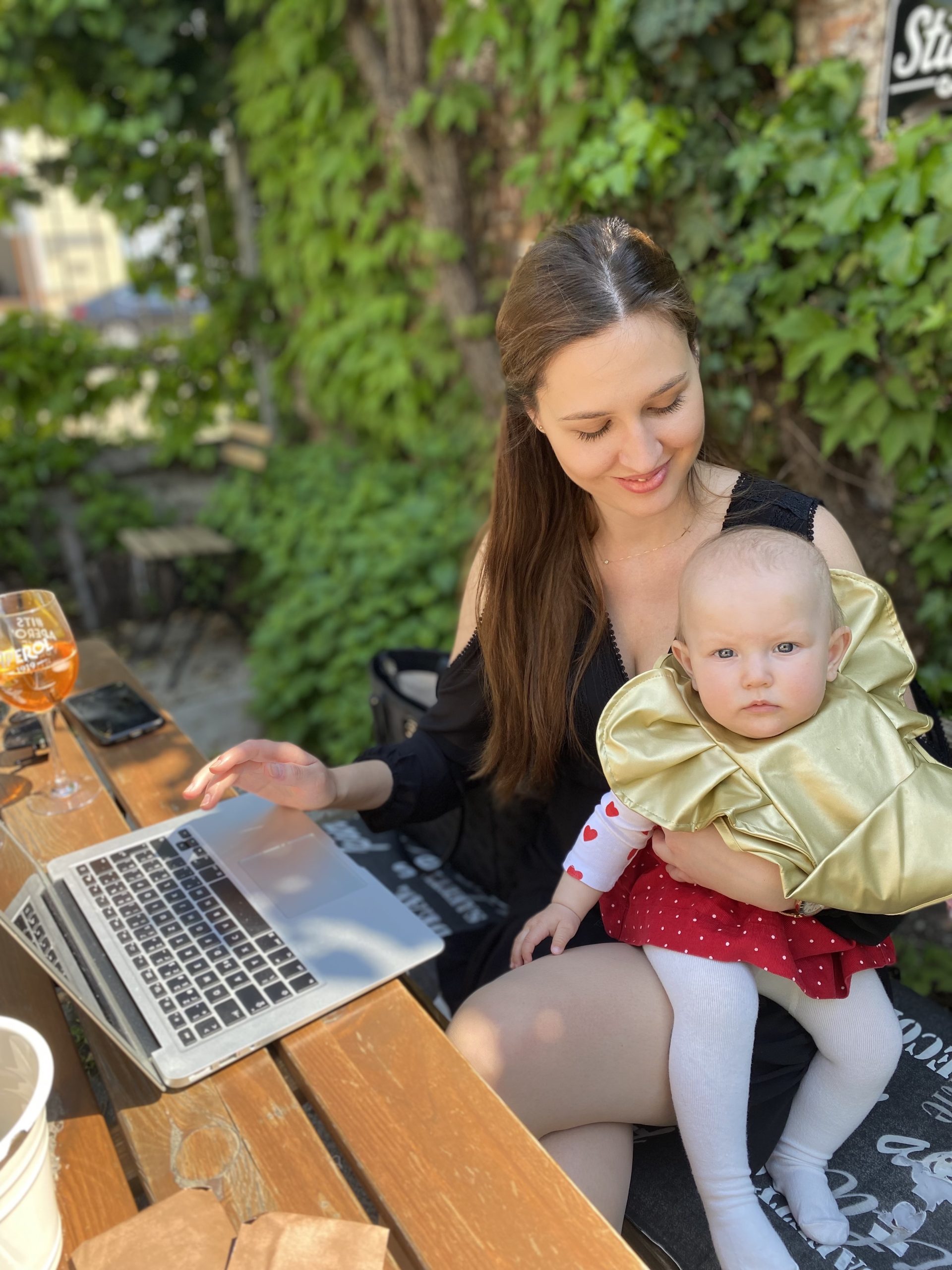 woman working with a baby