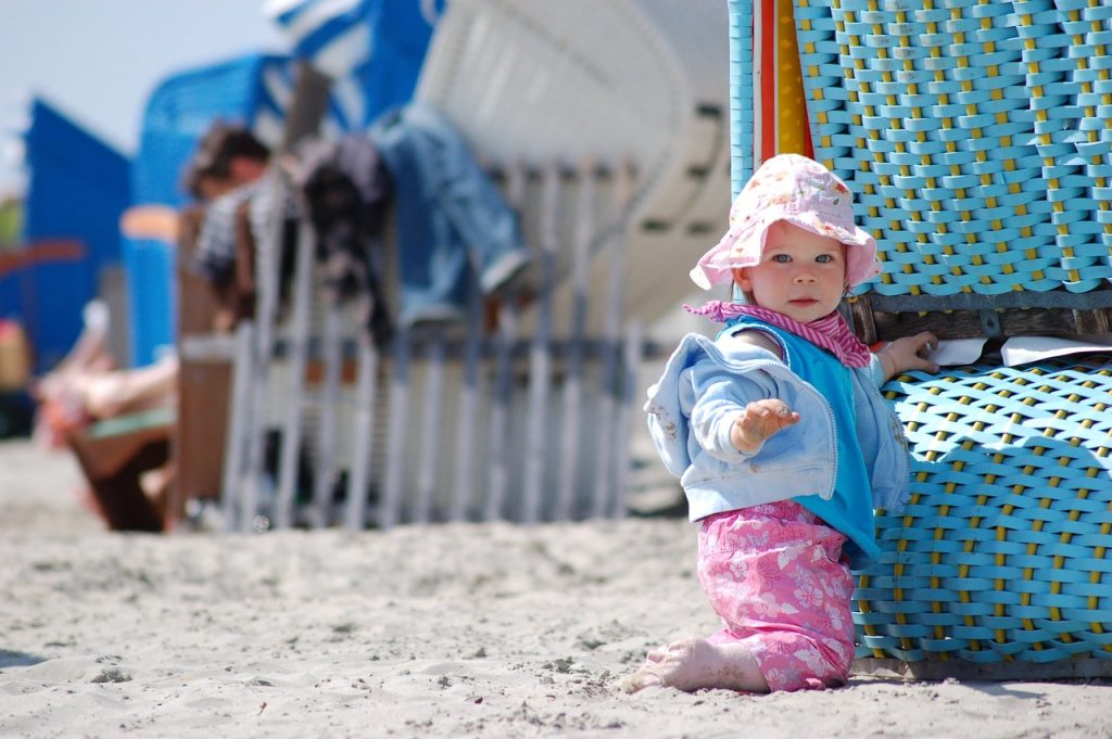 infant, girl, beach