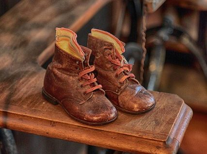 boots made by a shoemaker on a table